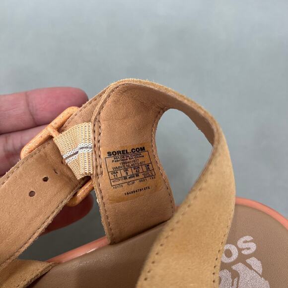 Sorel Suede Leather Wedge Sandals Womens 11 Strappy Modern Boho Y2K Style Summer - Picture 15 of 15